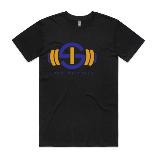 Men's Tee Blue & Gold Logo White Writing Thumbnail