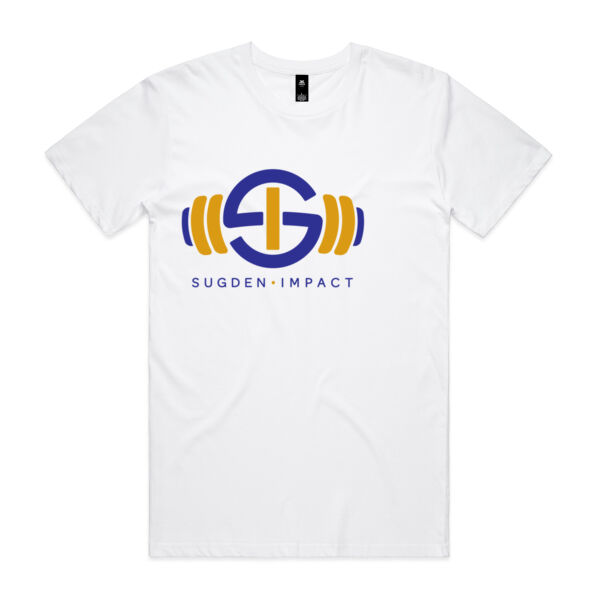 Men's Tee Blue & Gold Logo Black Writing Thumbnail